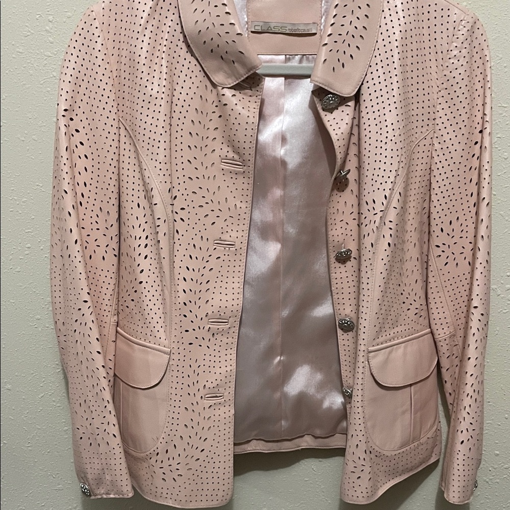 Roberto Cavalli Class Light Pink Leather Accent